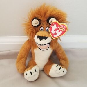 Ty Beanie Babies Madagascar Alex MWT Lion Brown Tan Retired Plush